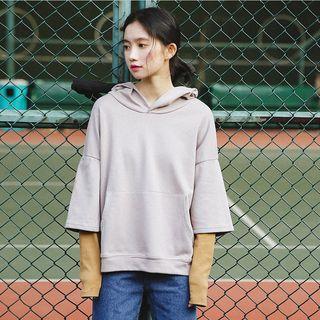 3/4-sleeve Hooded Pullover
