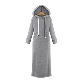 Long-sleeve Hooded Maxi Pullover Dress