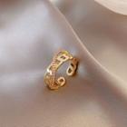 Cross Rhinestone Chain Alloy Open Ring J188 - Gold - One Size