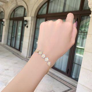 Rhinestone Flower Bracelet Rhinestone - Flower - One Size