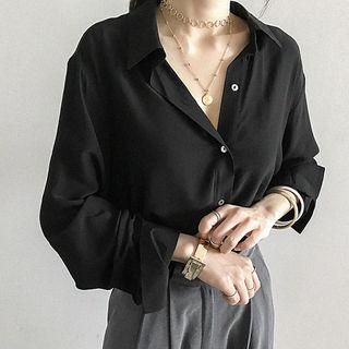 Loose-fit Office Look Shirt Brown - One Size