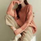 Round-neck Wool Blend Boxy Sweater
