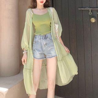Plain Camisole Top / Chiffon Light Jacket