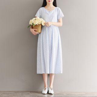 Short-sleeve Star Print A-line Dress