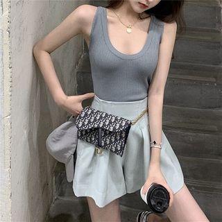 Plain Sleeveless Top / Wide-leg Shorts