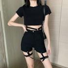 Short-sleeve Cropped T-shirt / Shorts / Belt / Set