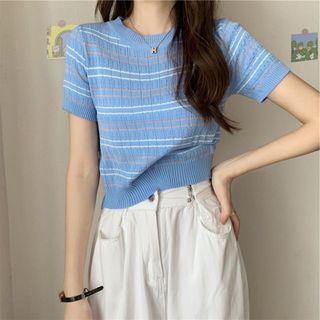 Striped Knit Short-sleeve Shirt