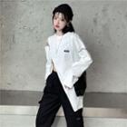 Cold Shoulder Zipper Loose Top