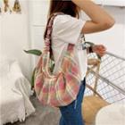 Plaid Shirred Strap Crossbody Hobo Bag
