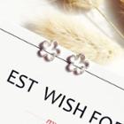 925 Sterling Silver Perforated Flower Stud Earring 1 Pair - Flowers - Silver - One Size