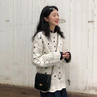 Cutout Loose-fit Sweater White - One Size