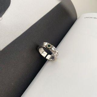 Flower Faux Gemstone Sterling Silver Ring Green Gemstone Ring - Silver - No. 15