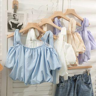 Plain Off Shoulder Lace-up Blouse