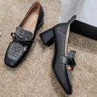 Tweed Panel Block-heel Loafers