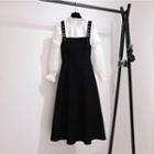 Plain Blouse / Midi Overall Dress / Set