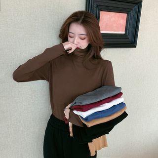 Turtle-neck Fleeced Knit Top