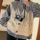 Button-up Gingham Blouse / Sweater Vest