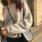 Fluffy Plain Sweater Beige - One Size