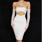 Long-sleeve Off-shoulder Cutout Bodycon Dress