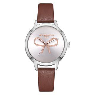 Faux-leather Bow-accent Strap Watch