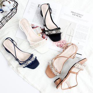 Low-heel Beaded Sandals