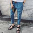 Floral-cuff Cropped Tapered Pants