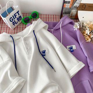 Plain Short-sleeve Hoodie T-shirt