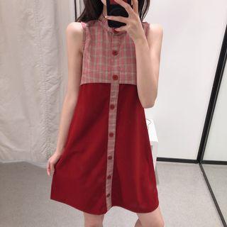 Patchwork Sleeveless Shirtdress