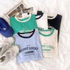 Long-sleeve Contrast Trim Printed T-shirt