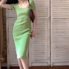 Short-sleeve Sweater Sheath Dress