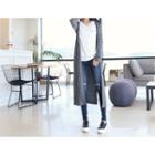 Slit-side Rib-knit Long Cardigan
