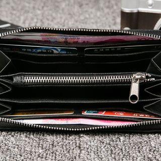 Striped Zip Around Long Wallet