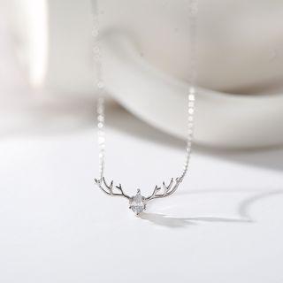 925 Sterling Silver Deer Pendant Necklace Silver - One Size