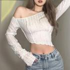 One-shoulder Asymmetrical Ribbed T-shirt