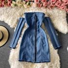 Plain Off Shoulder Denim Mini Dress