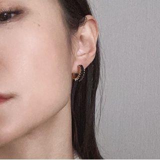 Rhinestone Hoop Earring 1 Pair - Black - One Size