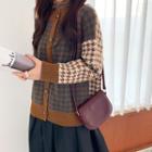 Houndstooth Cardigan Coffee - One Size