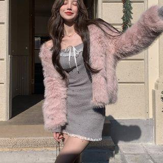 Fluffy Jacket Jacket - Pink - One Size