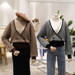 Houndstooth Double-breasted Cardigan