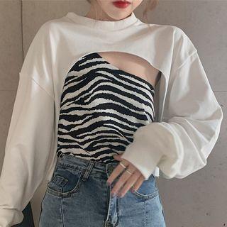 Zebra Print Camisole Top / Cropped Pullover