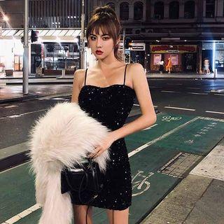Spaghetti Strap Sequin Mini Sheath Dress