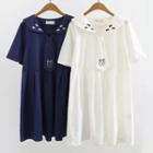 Sailor Collar Embroidered Short-sleeve Dress