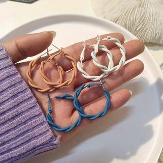 Circle Linen Flower Ear Ring