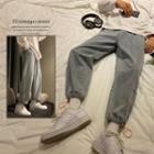 Drawstring-cuff Straight-cut Cargo Jeans