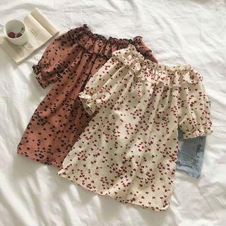 Off-shoulder Dotted Ruffled Blouse
