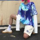 Mock Two-piece Dye Print Long-sleeve T-shirt