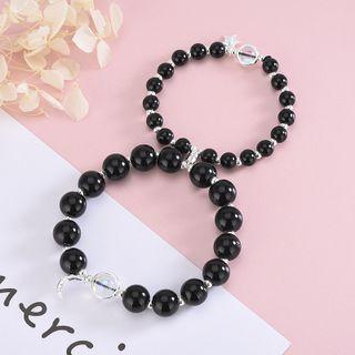 Moon / Star Faux Crystal Moonstone Bead Bracelet