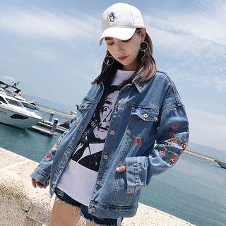 Embroidered Long-sleeve Denim Jacket