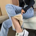 Slit Straight Leg Jeans (various Designs)