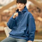 Contrast Stitching Hooded Windbreaker